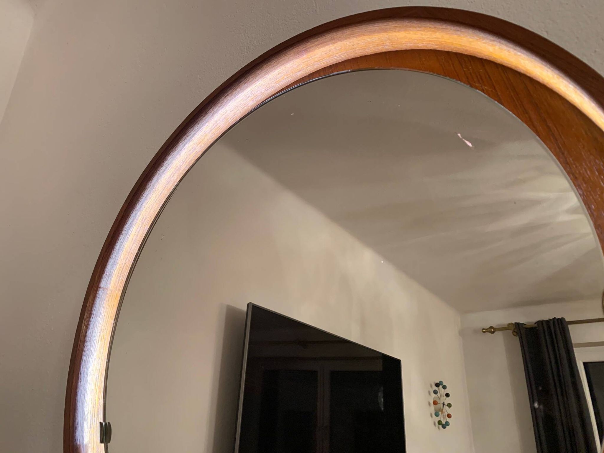 Teak, illuminated mirror, Italy, 1960s
