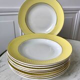 Lot of 9 pastel yellow hollow plates st amand textured 50s-60s