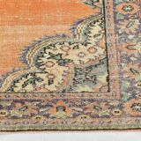 6x9 Antique Vintage Orange & Greeb Turkish Rug, 182x286Cm
