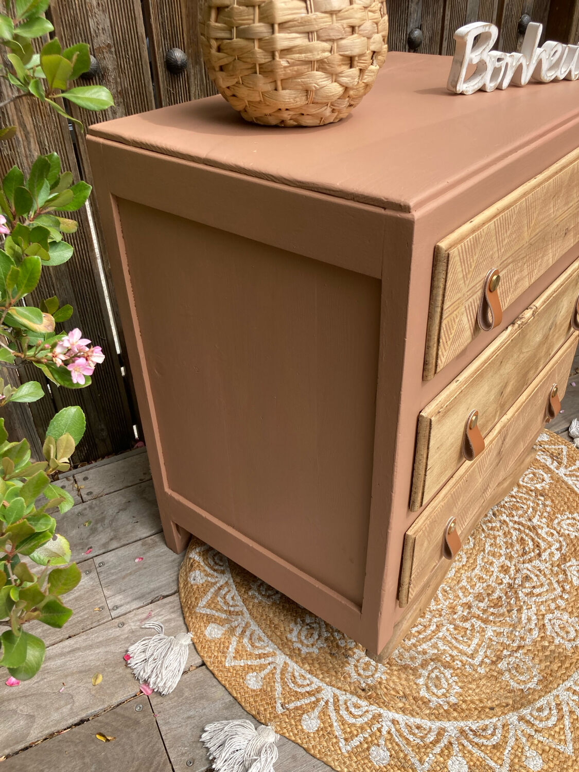 Commode Art Déco pied moustache / terracotta bohème