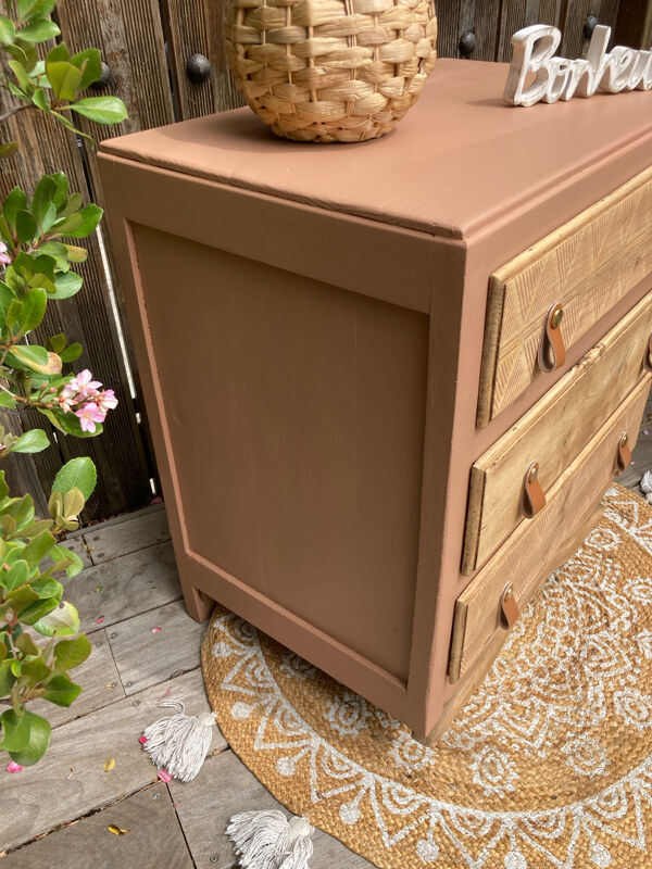 Commode Art Déco pied moustache / terracotta bohème