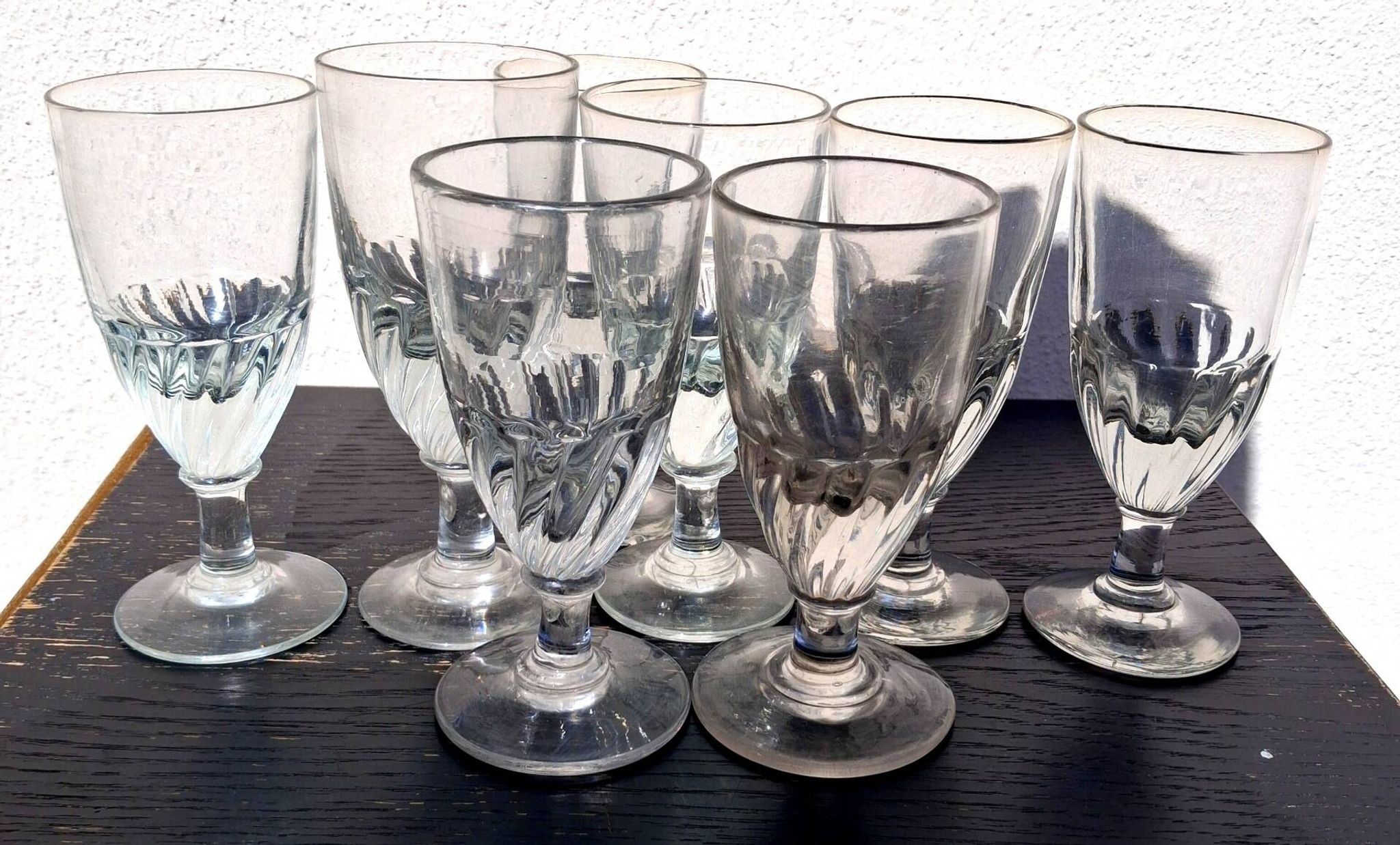Bistro absinthe glass service, mouth-blown.