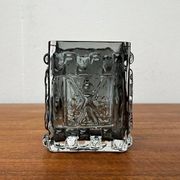 Brutalist bubble glass block vase by Josef Schott for Smålandshyttan, mid-century, 1960s.