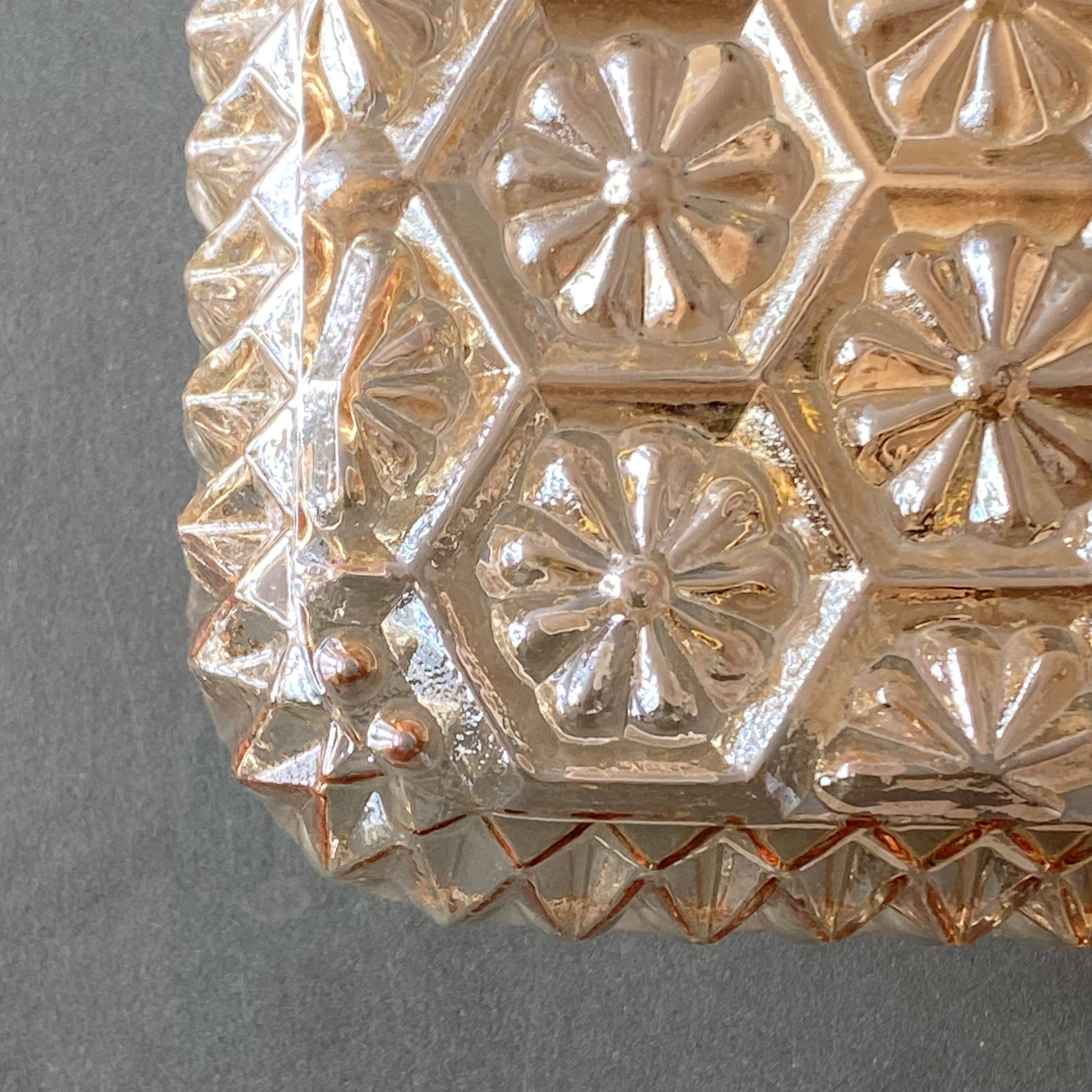 Wall light ceiling light amber gold glass 1970 1980 seventies