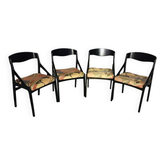 Set of 4 Baumann chairs in 1980 fabric with black wooden base