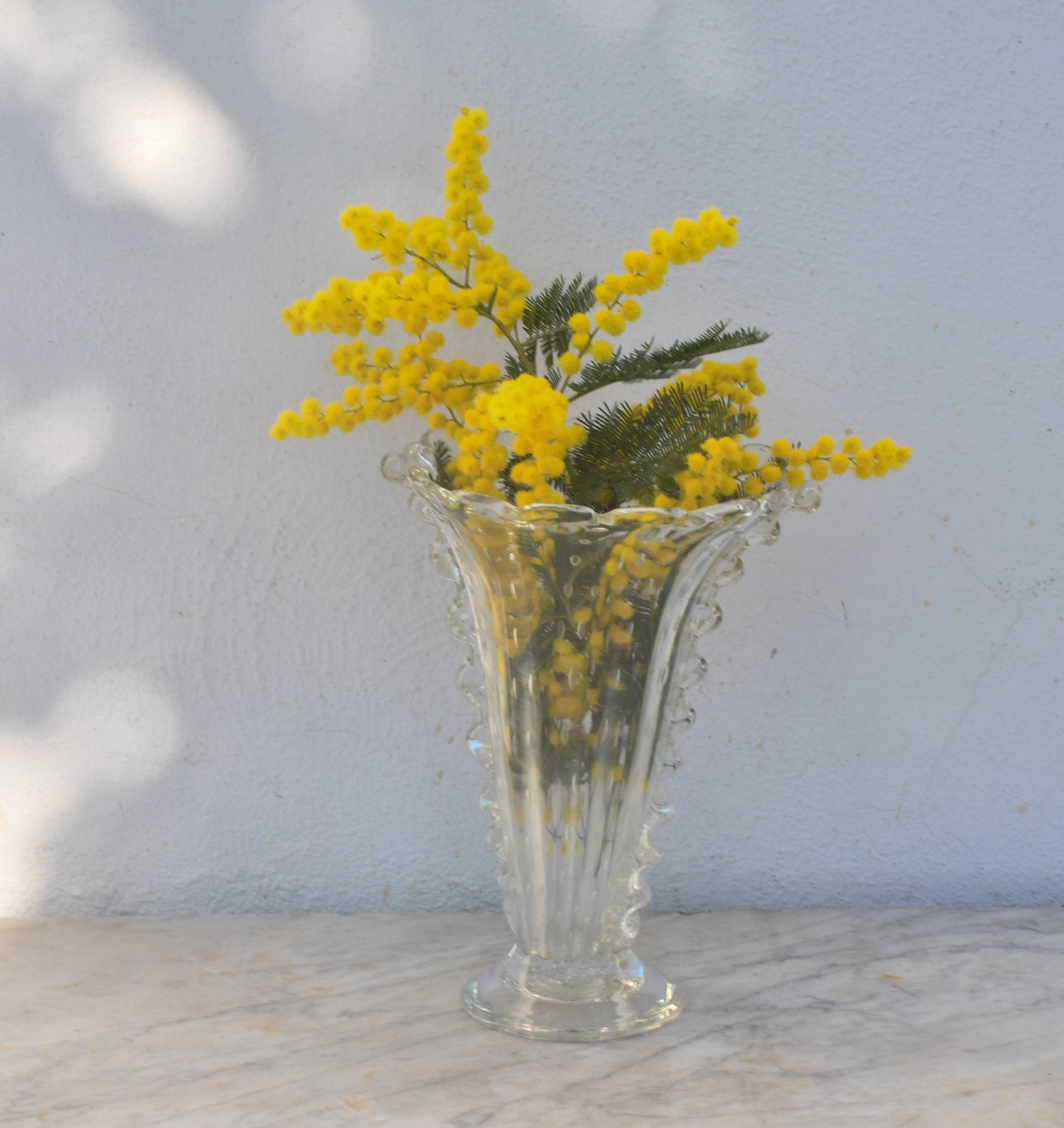 Art Deco Murano Bullicante Vase by Barovier & Toso, 1950s