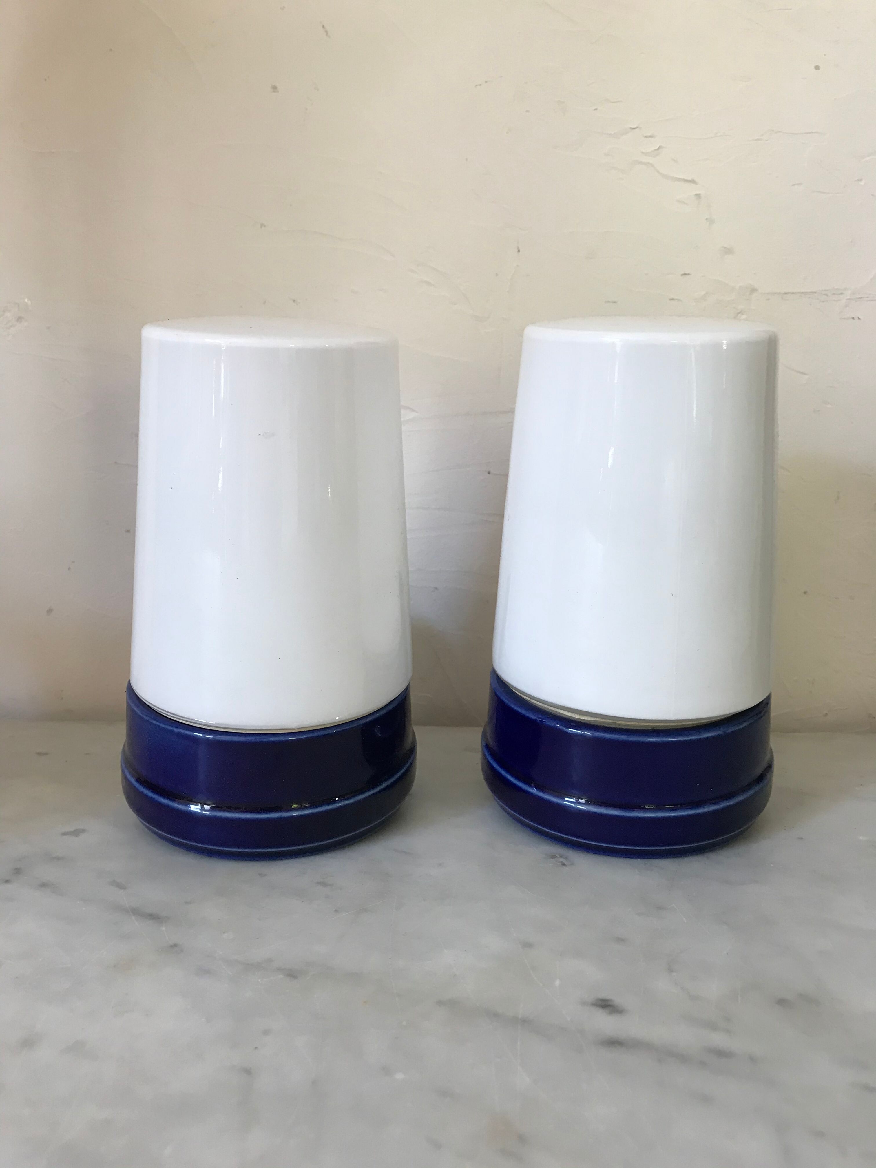 Pair of ceramic and opaline IFÖ sconces