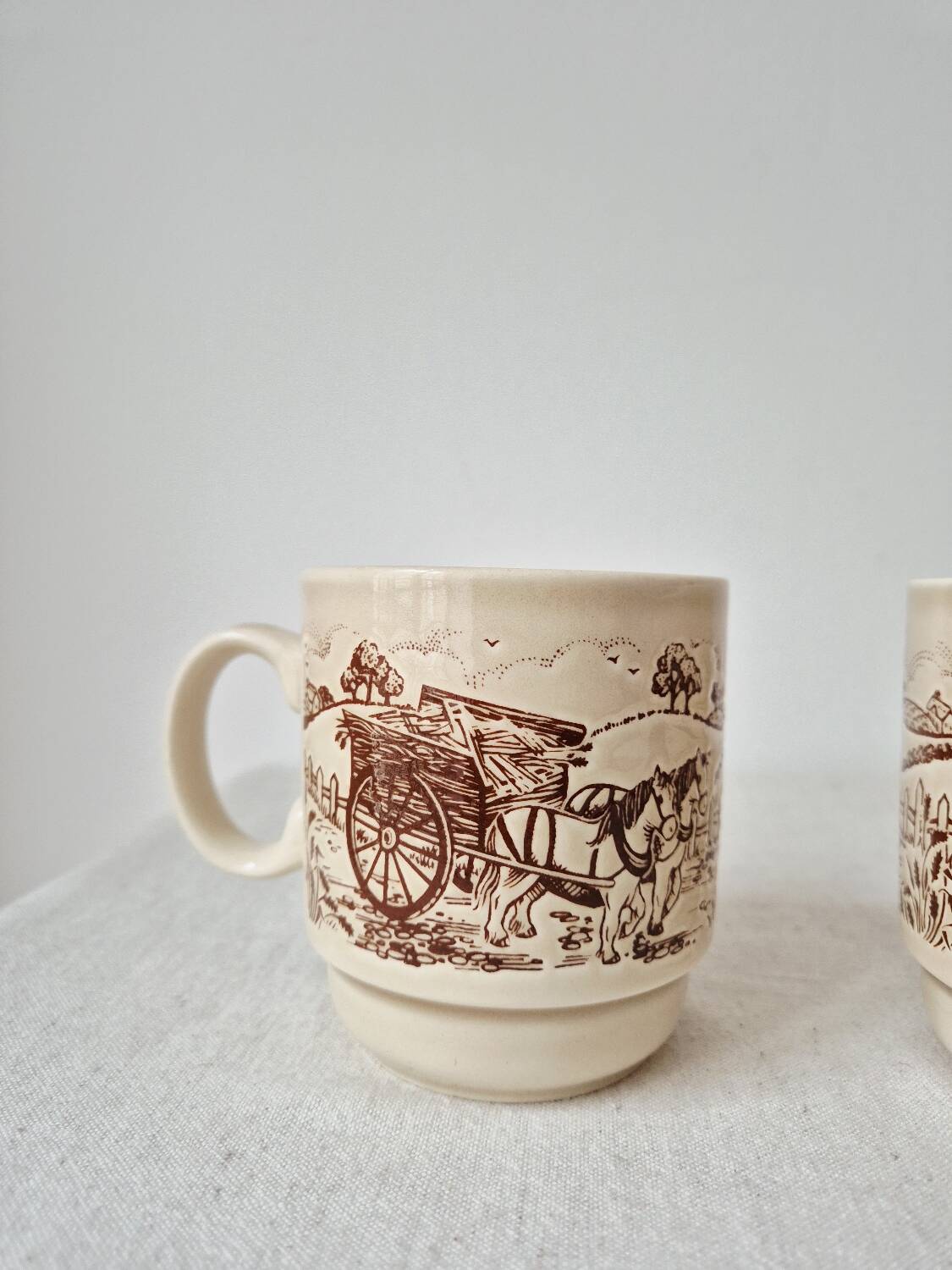 Set of 2 vintage stoneware mugs "English Countryside" - KilnCraft England