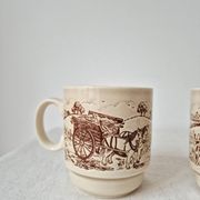 Set of 2 vintage stoneware mugs "English Countryside" - KilnCraft England