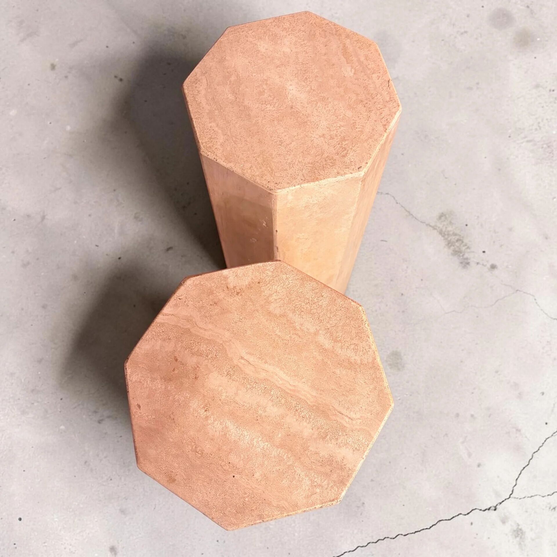 Vintage travertine columns / pedestals, 1970s, Italy