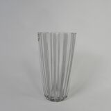 Vase with 12 vertical ribs in frosted glass, Verrerie de Fains, 1950s