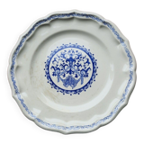 Faience Gien, 5 flat plates, blue rouen model