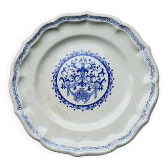 Faience Gien, 5 assiettes plate, modèle rouen bleu