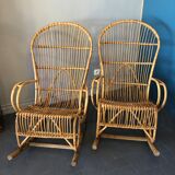 2 rattan rocking chairs