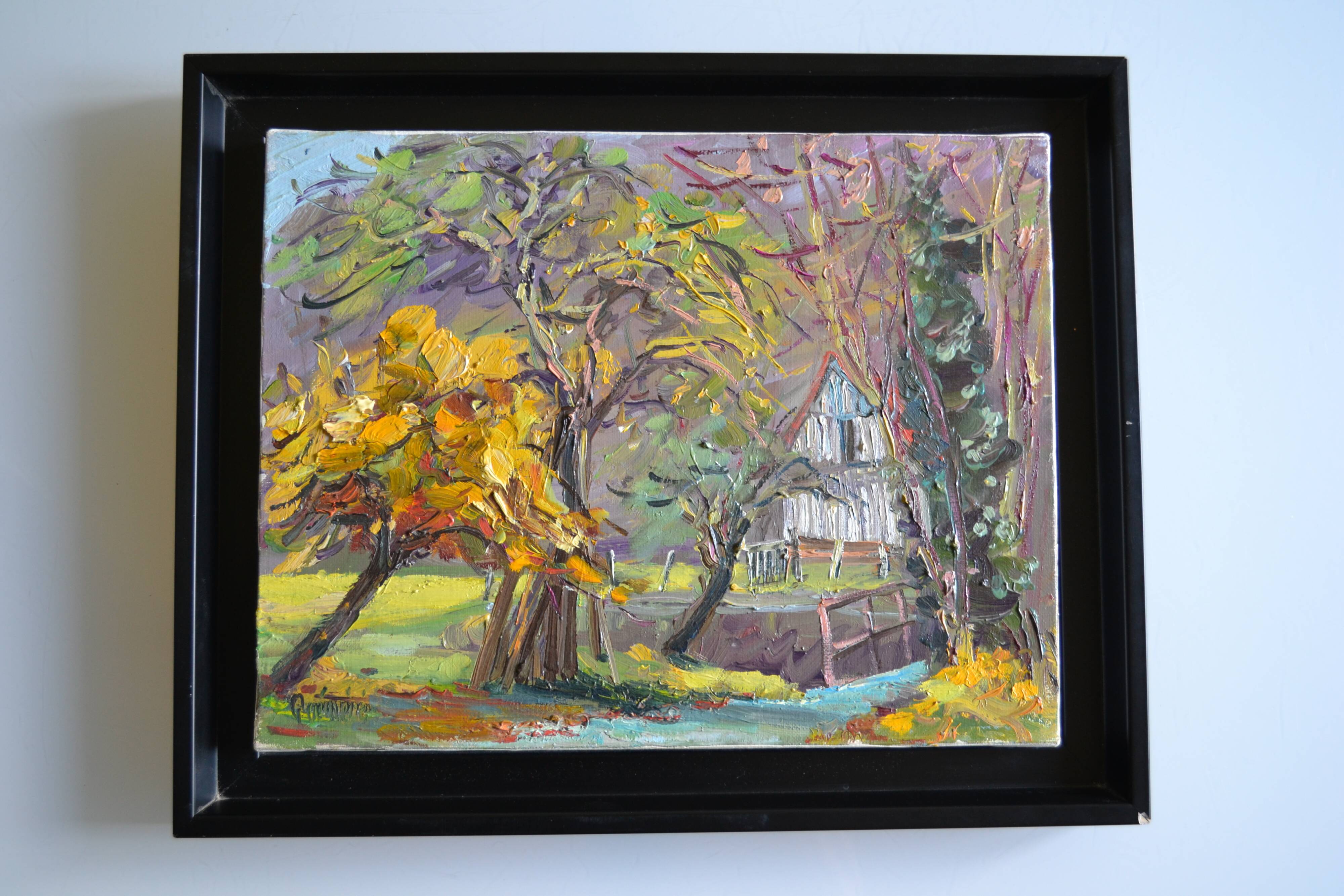 Rural landscape painting HST signed and framed