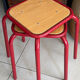 Vintage workshop style stool trio – 2 red & 1 blue