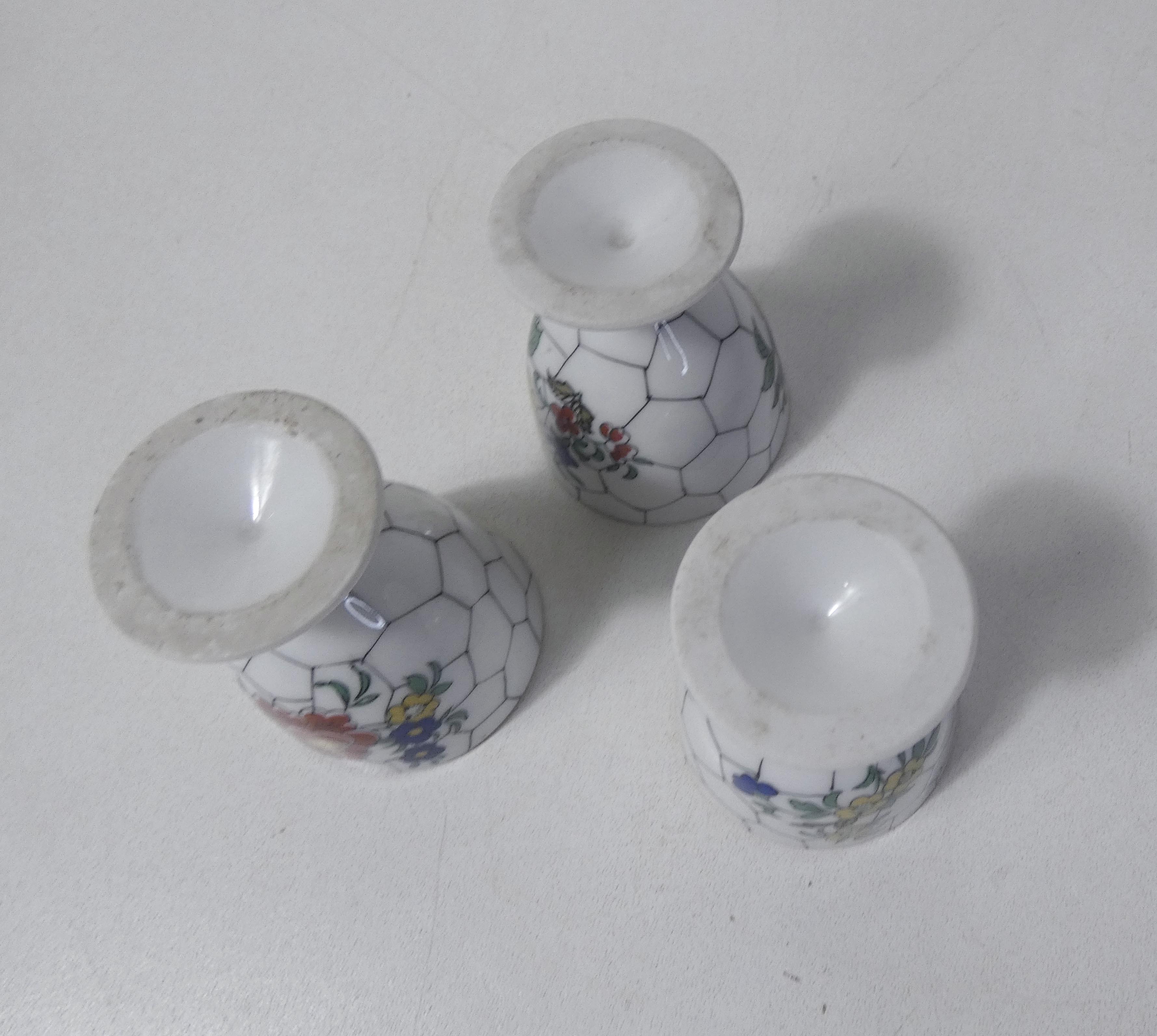 3 coquetiers art nouveau en porcelaine de Limoges