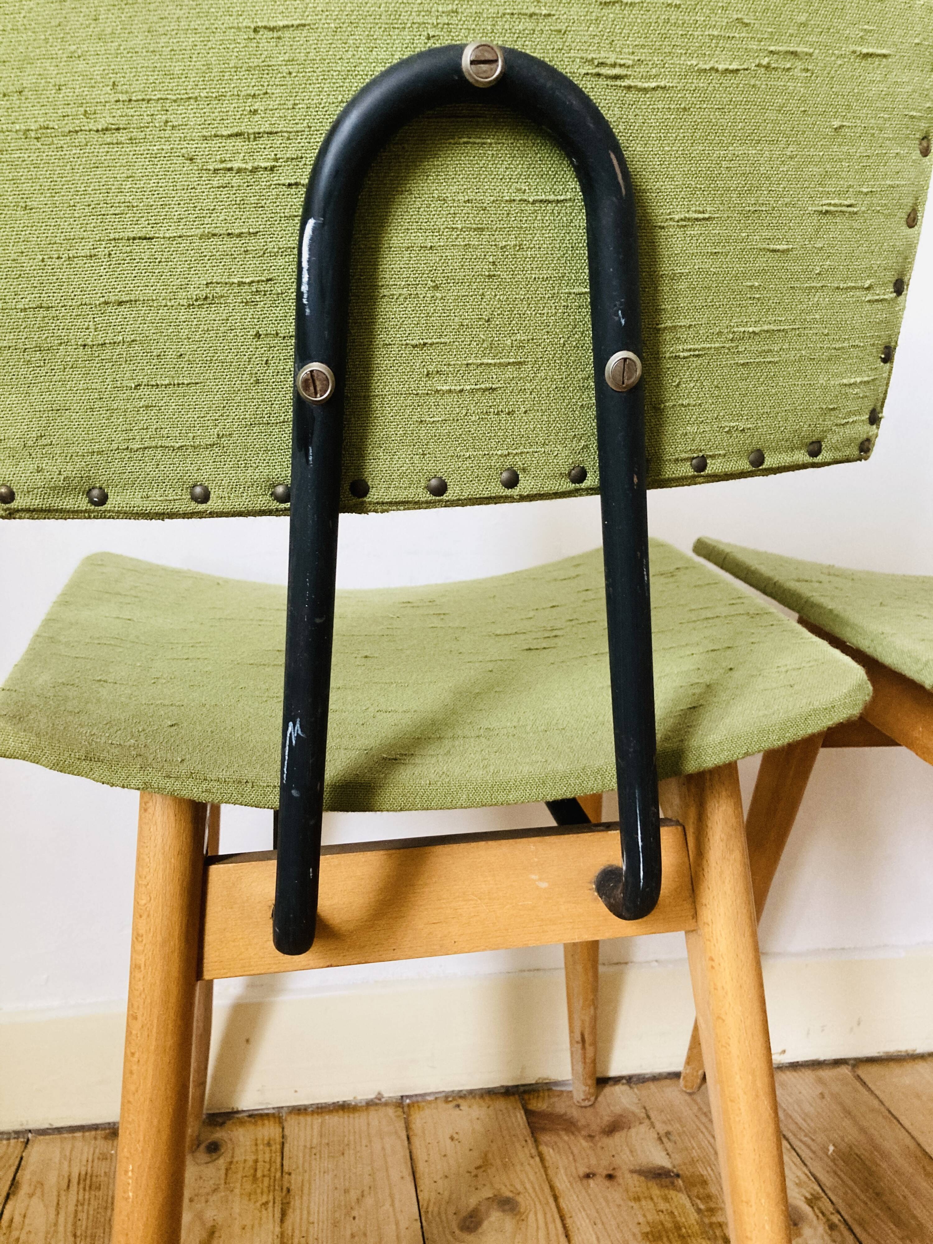 Green scandinavian wooden chairs 60/70