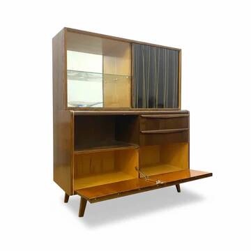Meuble de style mid-century avec partie supérieure, conçu par Bohumil Landsman pour Jitona, design tchèque, années 1960