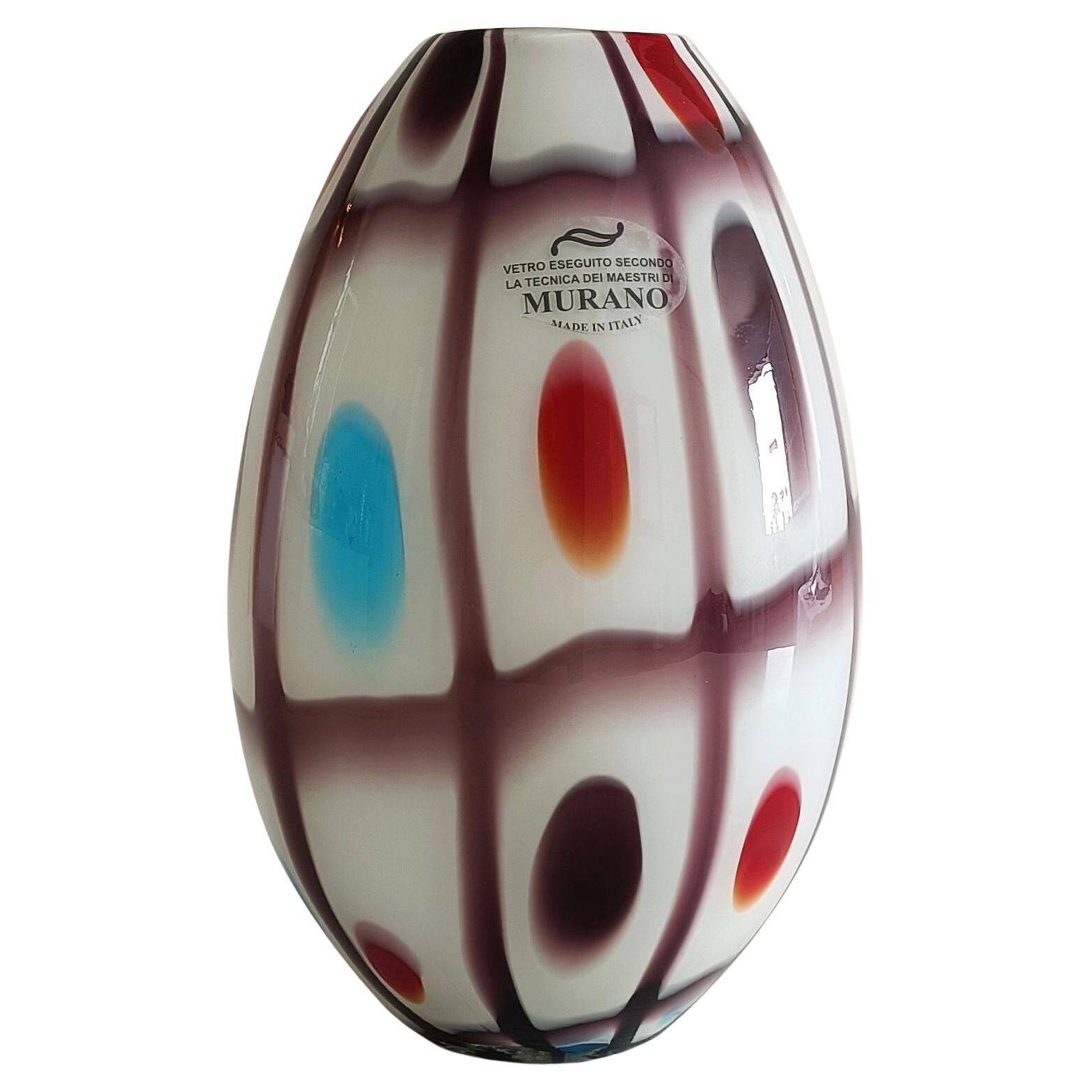 Murano Glass Colorful Ovoid Shaped Vase in The Style of A.Ve.M, Italy, 1960s