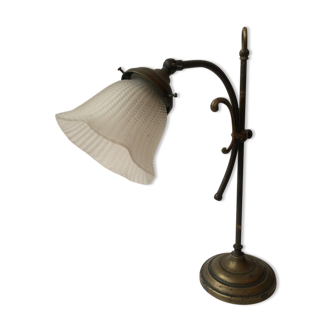 Lampe tulipe pied métal doré 1940