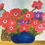 Painting bouquet of red anemones