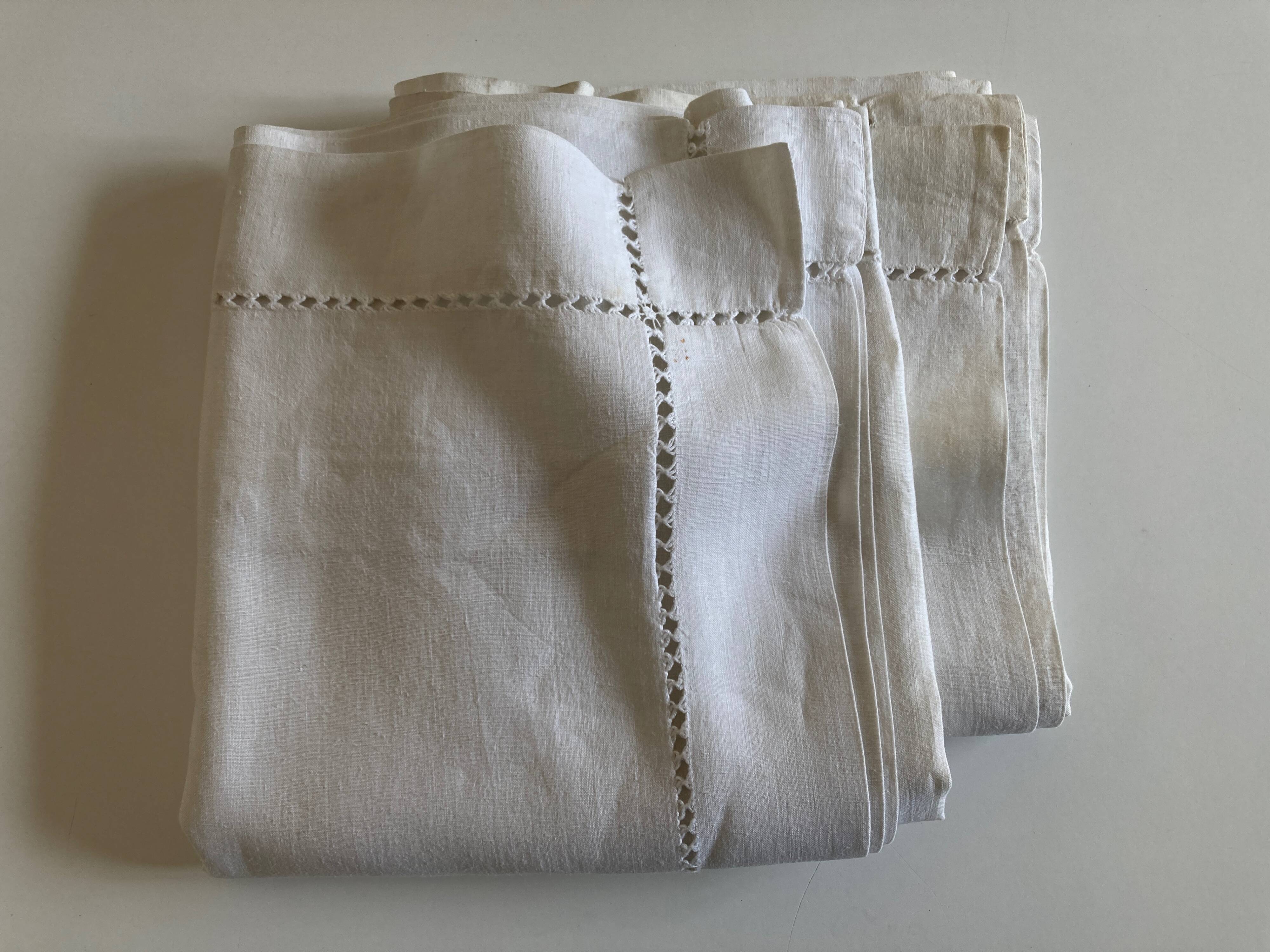 Pair of reserve linen thread pillowcases embroidered with river days without monogram