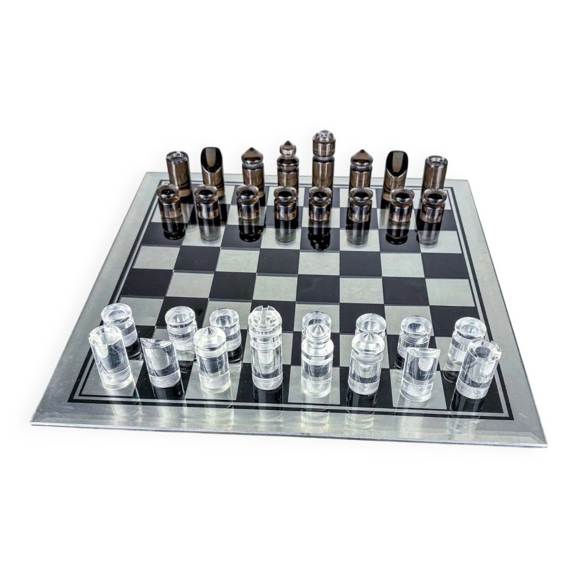 Felice Antonio Botta acrylic chessboard and glass board, Italy, 1970s