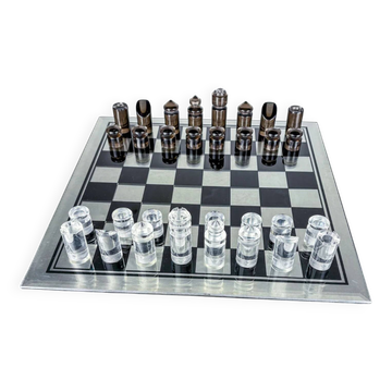 Felice Antonio Botta acrylic chessboard and glass board, Italy, 1970s