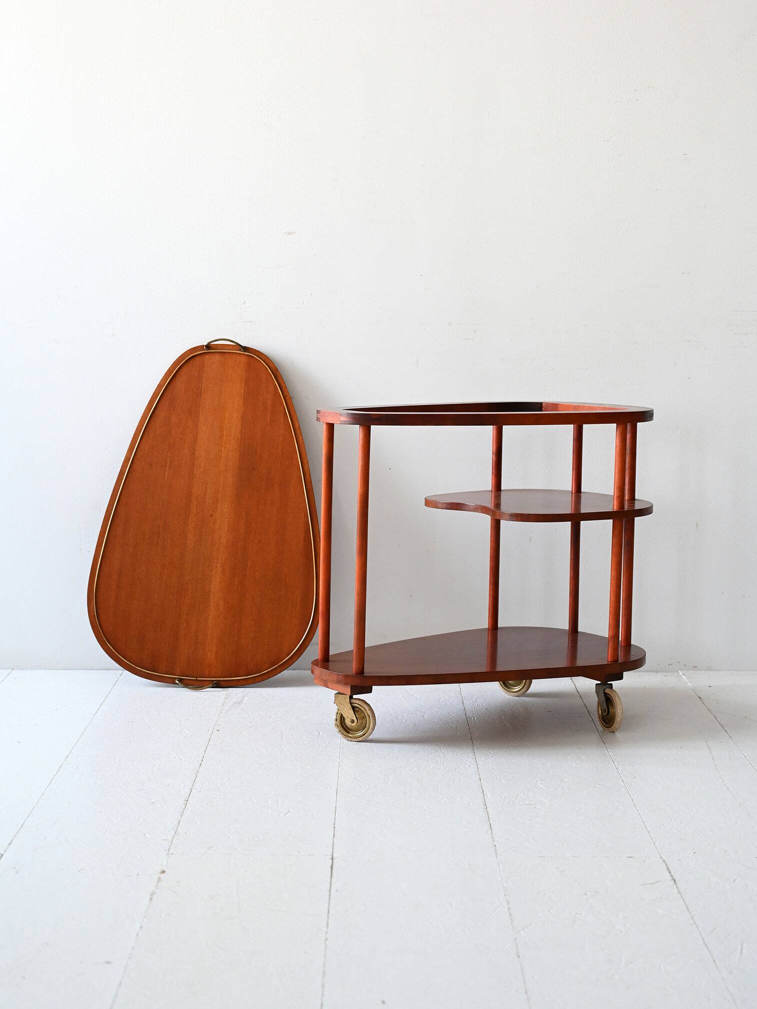 Scandinavian vintage mahogany trolley, 1940s