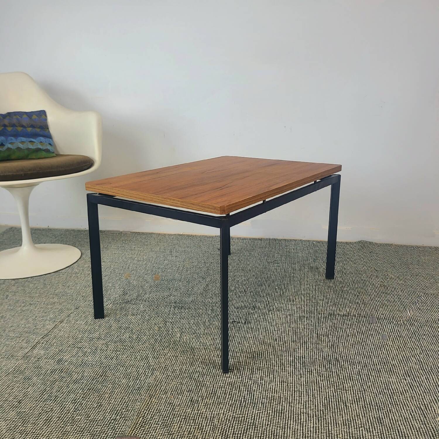 Vintage coffee table, minimalist modernist design, teak, 1960s.