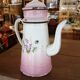 Enamelled sheet metal coffee maker with floral decoration