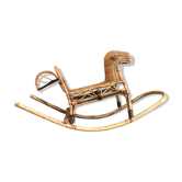 Cheval à bascule rotin et bambou