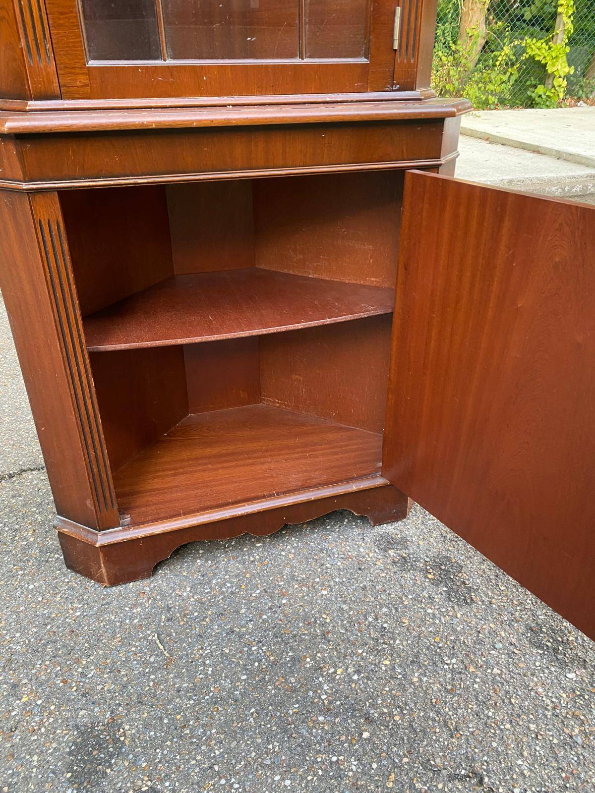 English Victorian wooden corner display cabinet