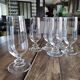 Set of 6 vintage champagne flutes on low crystalline stand