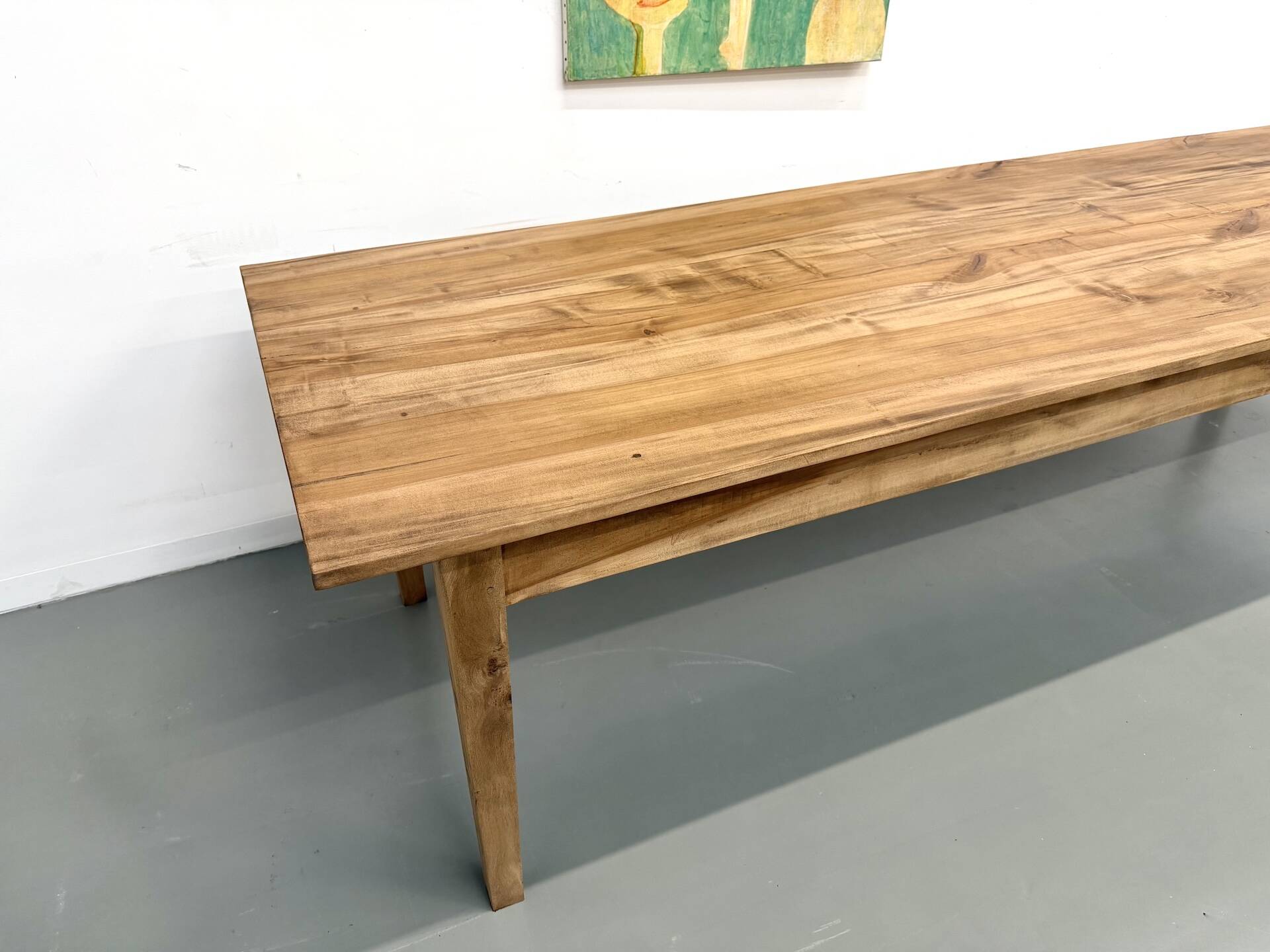 XXL solid walnut table with tapered legs