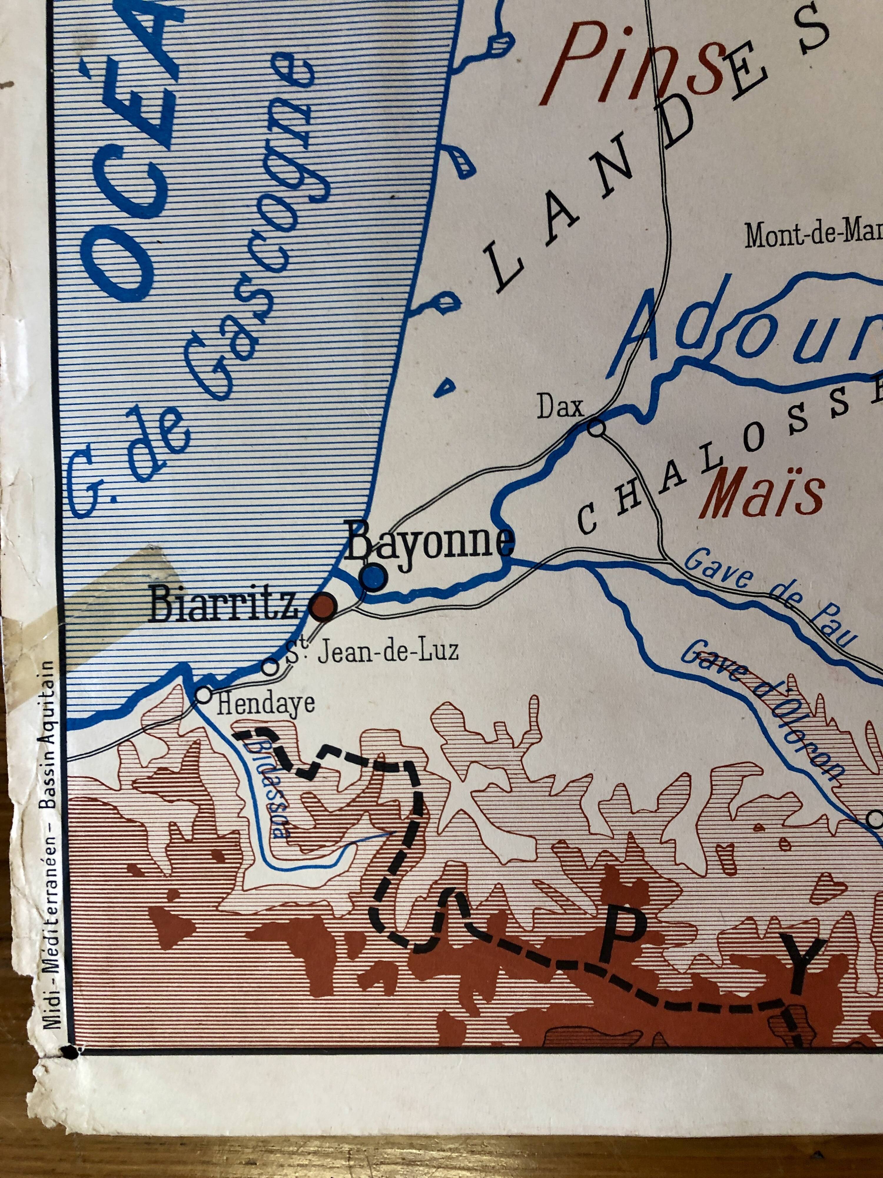 Map old region Marseille and Bordeaux