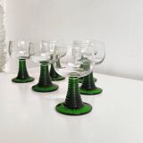 Green twisted stemmed Roemer glasses