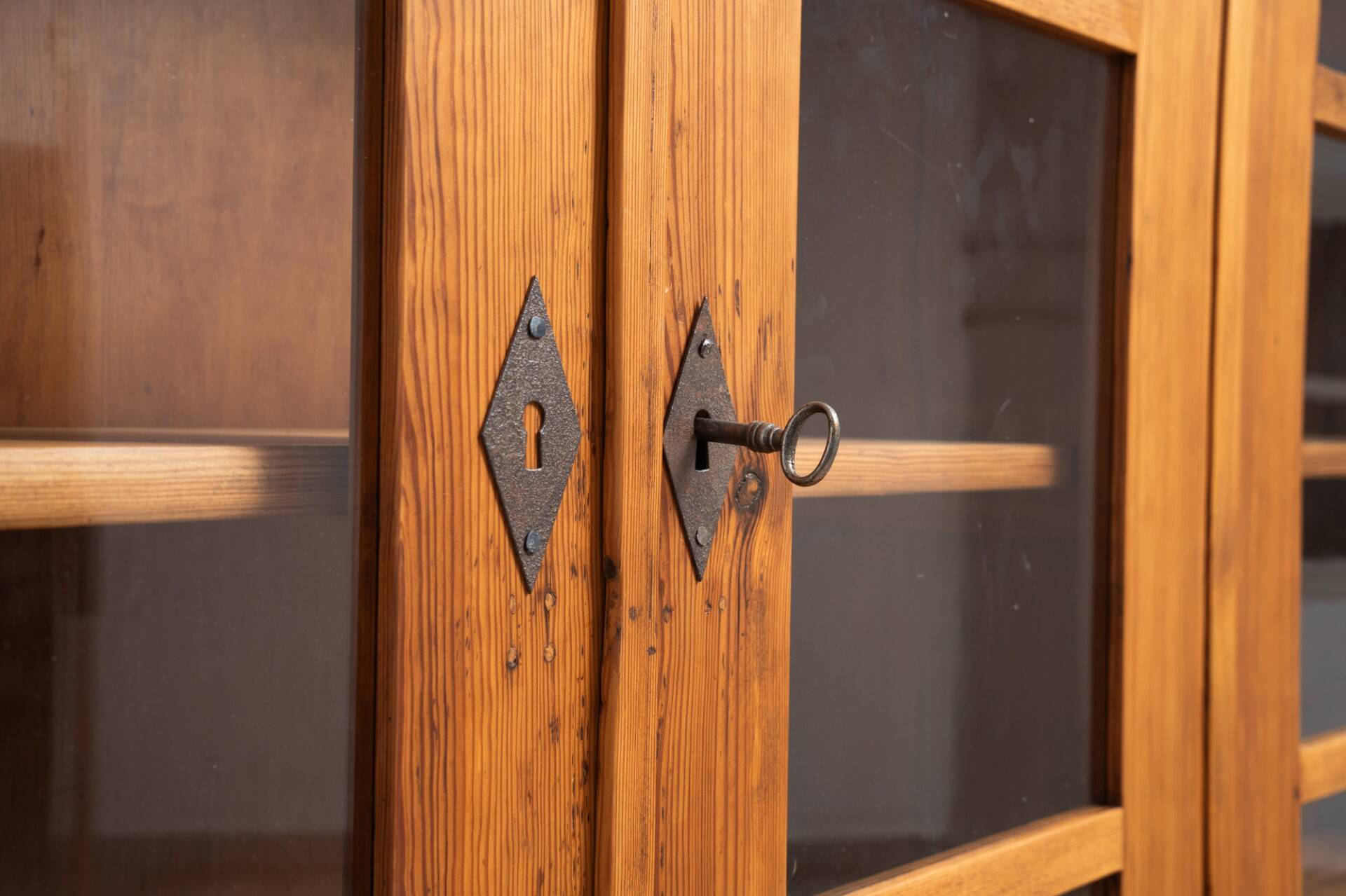 Monumental Pine School Library Bookcase from Warsaw, Poland, 1920s