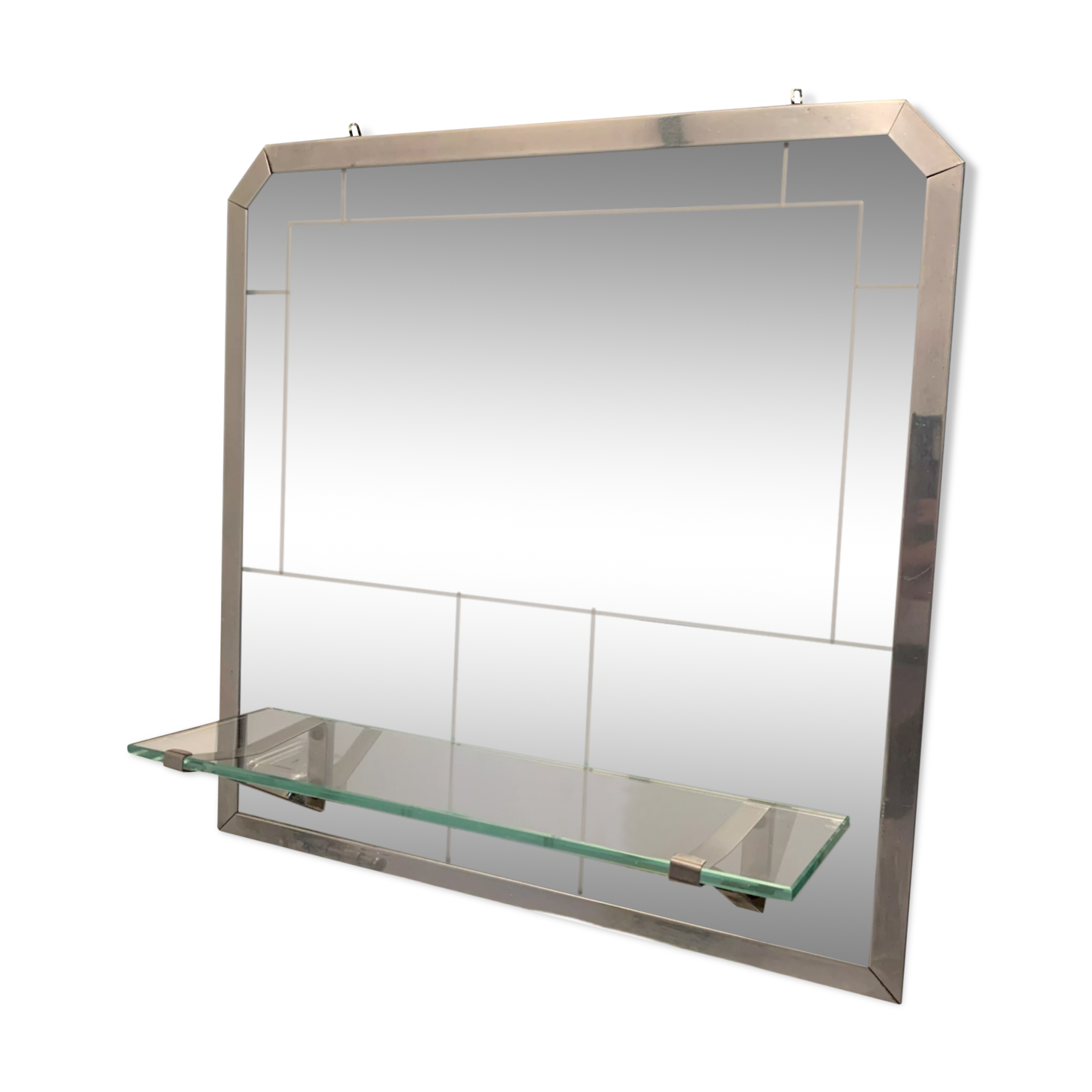 Bathroom mirror with art deco shelf