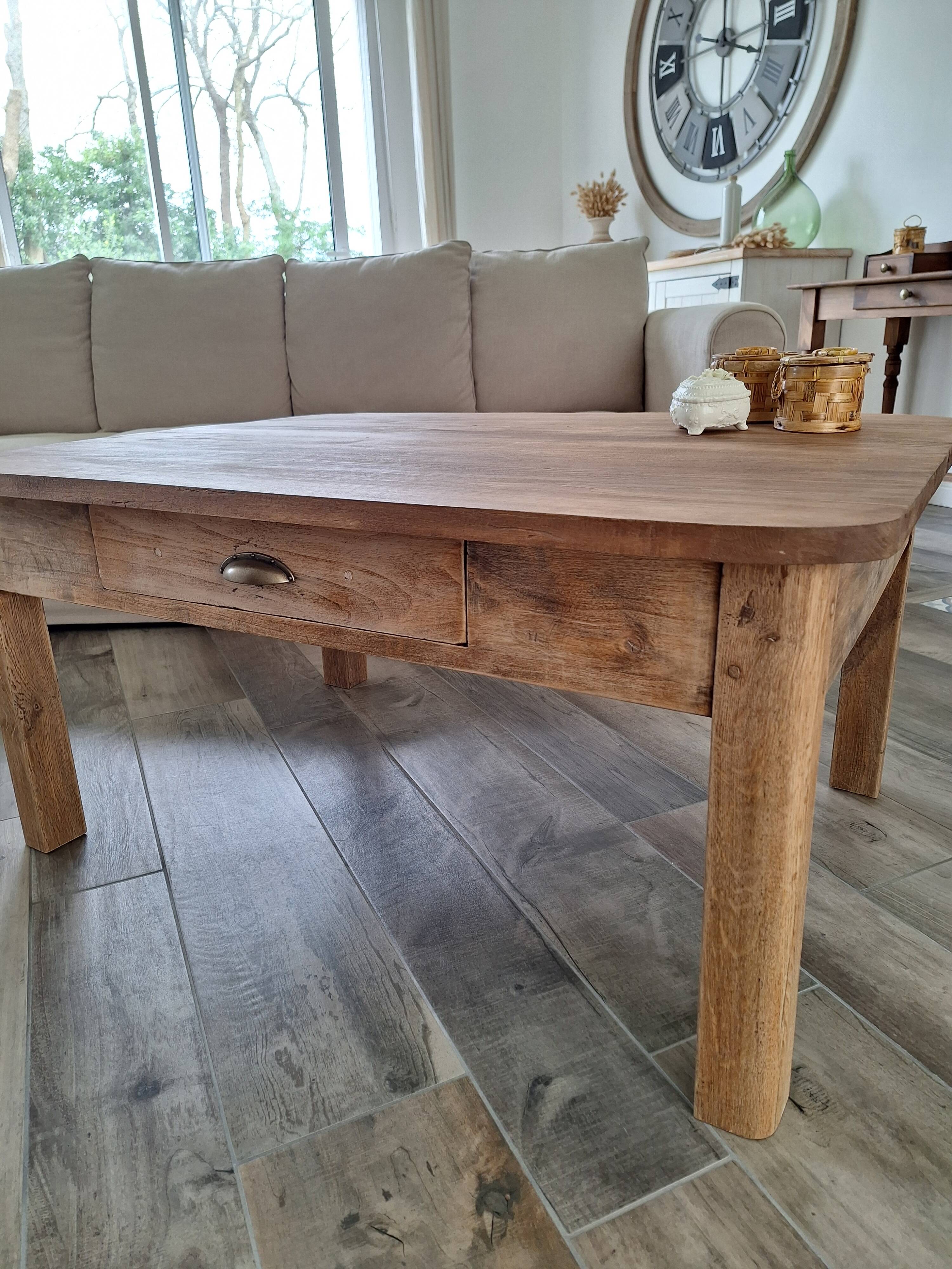 Farmhouse oak coffee table in country style