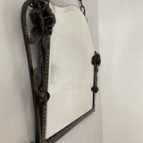 Beveled Art Deco wrought iron mirror