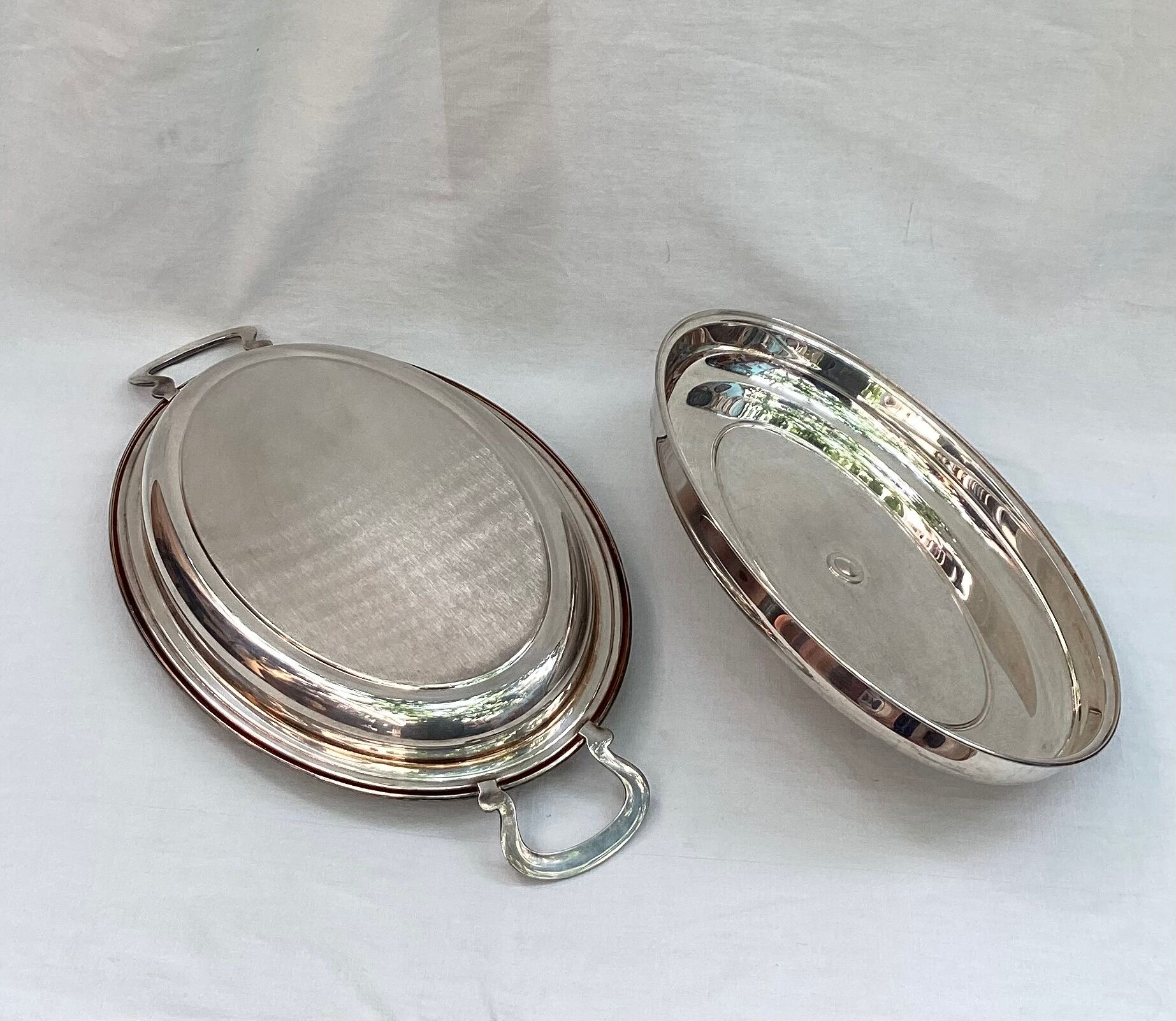 Silver metal covered dish signed Lancel dimension: height -14cm- width -48cm-