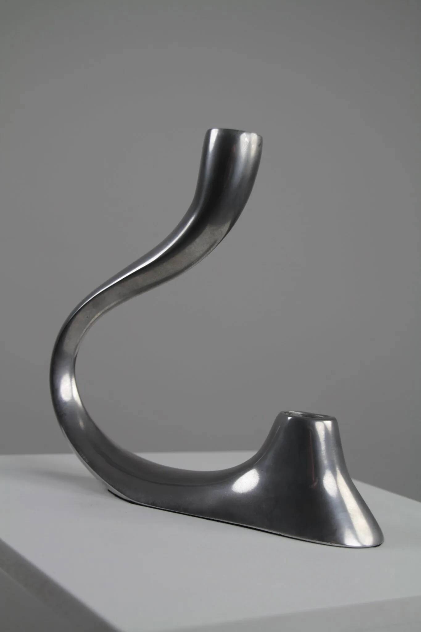 Cast Aluminium Two-Light Candle Holder – Sweden, 1970s