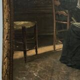 Sign read on cardboard illustrated with two Breton women in costume