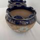 Pair, cache pots, royal doulton, english earthenware, 1920-1930, floral decoration, blue and gold, marks in