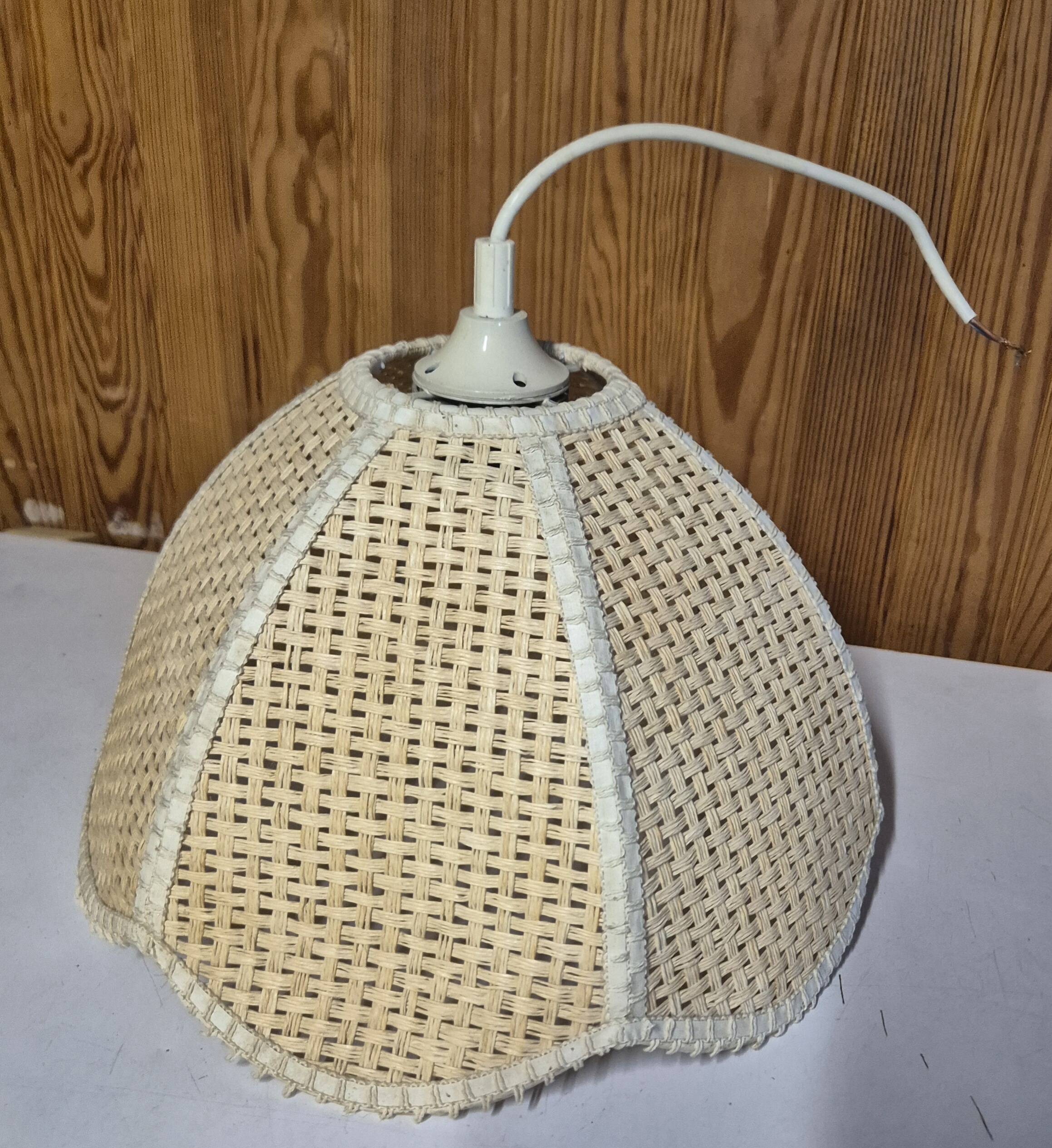 suspension bell cane and rattan natural bohemian lampshade