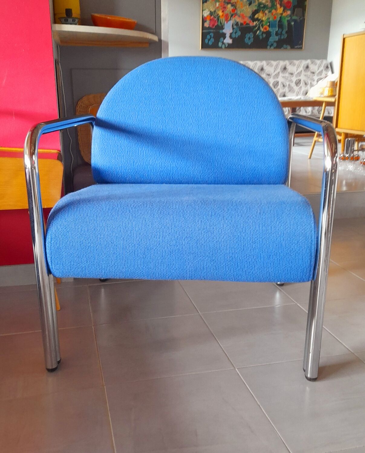 Chrome metal armchair 70s