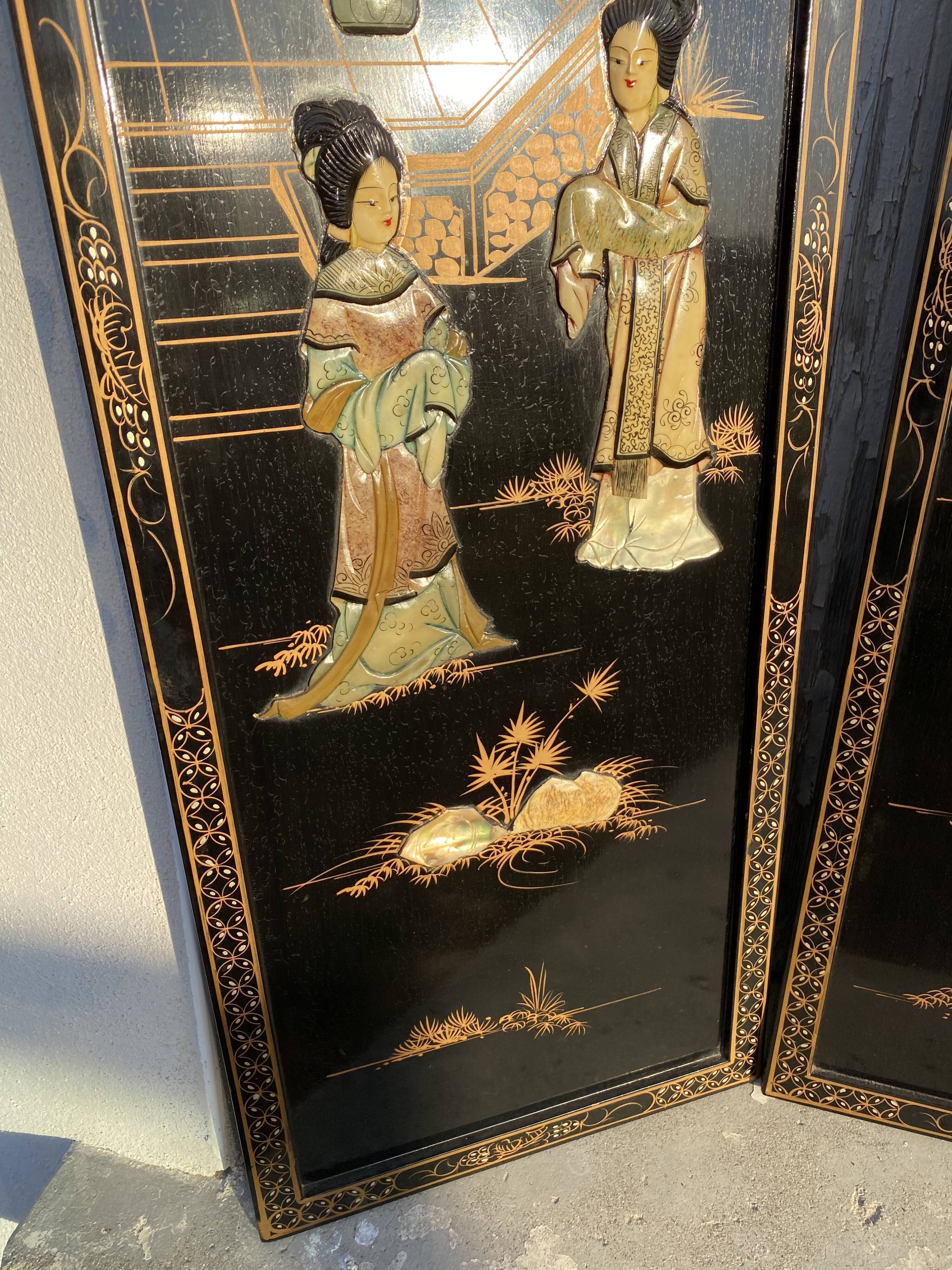 Chinese lacquered panels