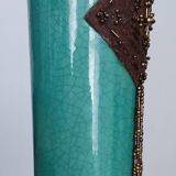 Vase en céramique craquelée verte